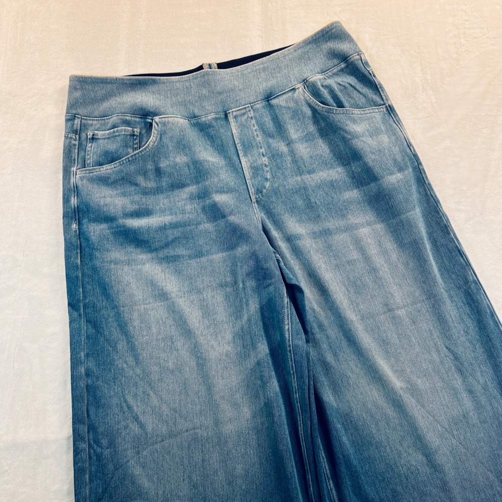 Halara Wide Leg Denim Pants Light Wash Blue Pull On Jeans XL Regular 02775885